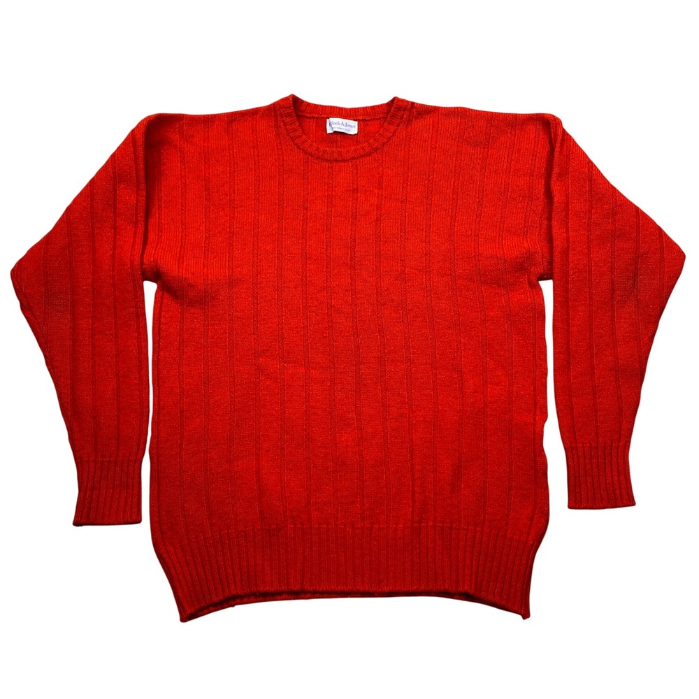Bullock & Jones San Francisco Mens Red‎ Ribbed Knit Crewneck Sweater XL Preppy